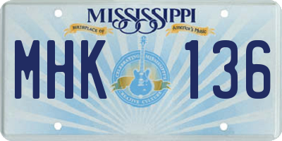 MS license plate MHK136
