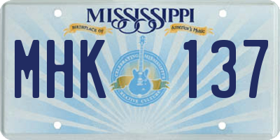 MS license plate MHK137