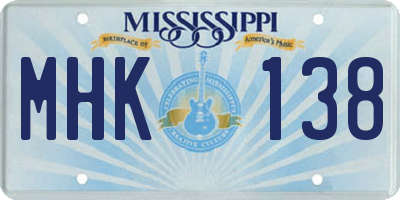 MS license plate MHK138