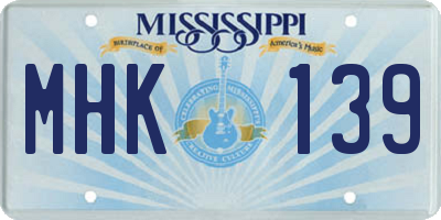 MS license plate MHK139