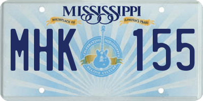 MS license plate MHK155