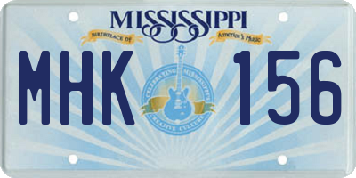 MS license plate MHK156