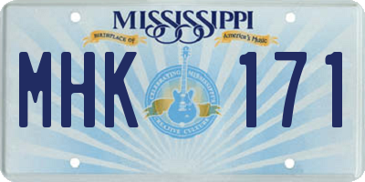 MS license plate MHK171