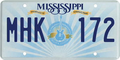 MS license plate MHK172