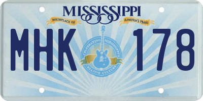 MS license plate MHK178