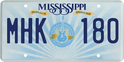 MS license plate MHK180