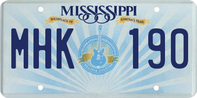 MS license plate MHK190