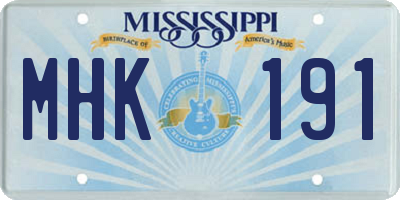 MS license plate MHK191