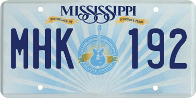 MS license plate MHK192