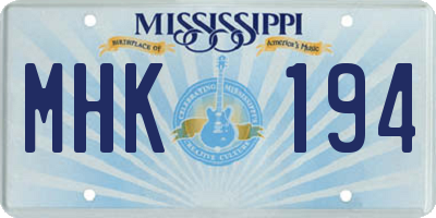 MS license plate MHK194