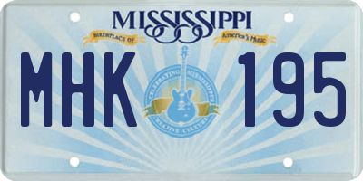 MS license plate MHK195