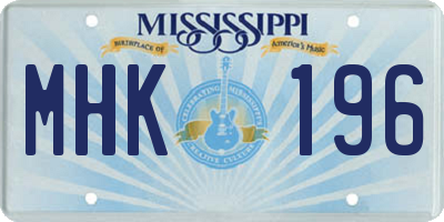 MS license plate MHK196
