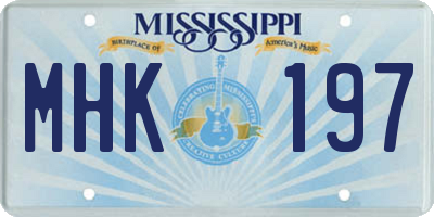 MS license plate MHK197