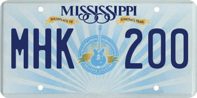 MS license plate MHK200