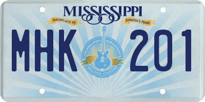 MS license plate MHK201