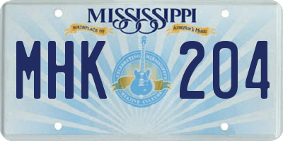 MS license plate MHK204