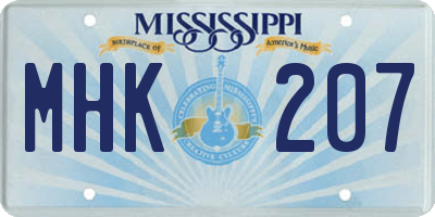 MS license plate MHK207