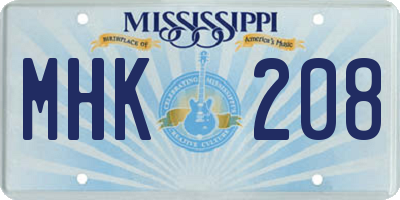 MS license plate MHK208