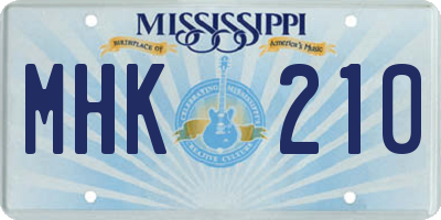 MS license plate MHK210
