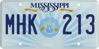 MS license plate MHK213
