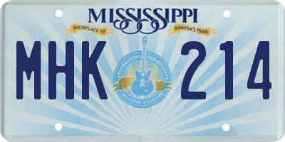 MS license plate MHK214