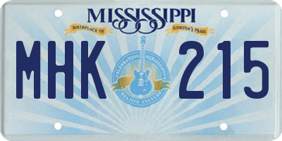 MS license plate MHK215