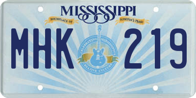 MS license plate MHK219
