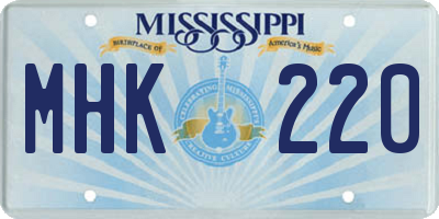 MS license plate MHK220