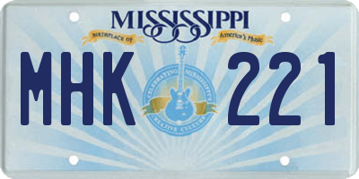 MS license plate MHK221