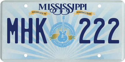 MS license plate MHK222