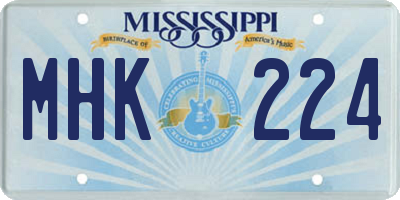MS license plate MHK224