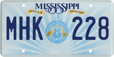 MS license plate MHK228