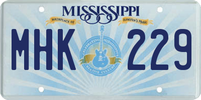 MS license plate MHK229