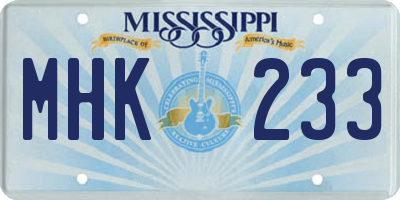 MS license plate MHK233