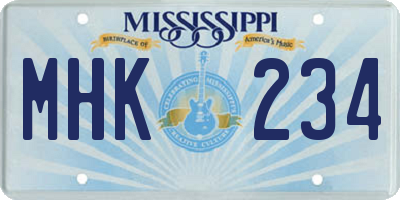 MS license plate MHK234