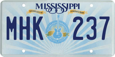 MS license plate MHK237