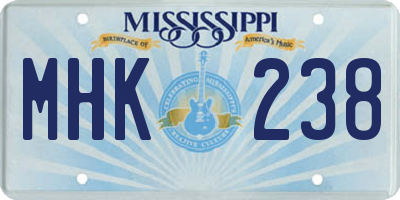 MS license plate MHK238