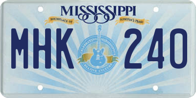 MS license plate MHK240