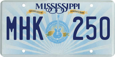 MS license plate MHK250