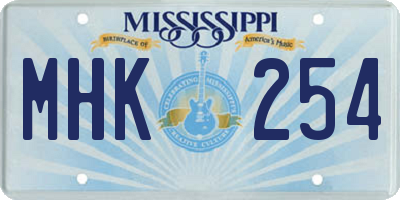 MS license plate MHK254