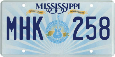 MS license plate MHK258