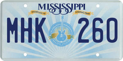 MS license plate MHK260