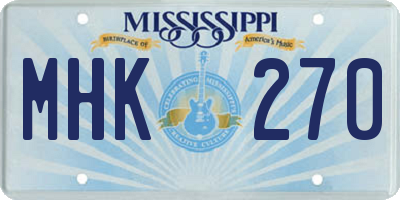 MS license plate MHK270