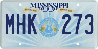 MS license plate MHK273