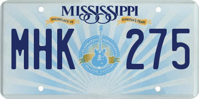 MS license plate MHK275
