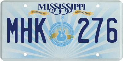 MS license plate MHK276