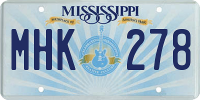 MS license plate MHK278