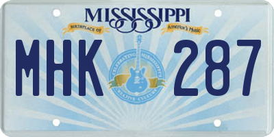 MS license plate MHK287