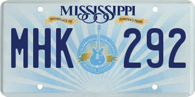 MS license plate MHK292