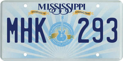 MS license plate MHK293